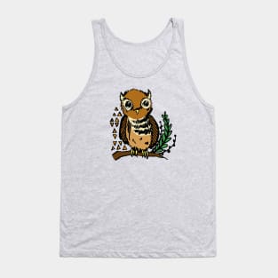 Hand Drawn Owl In Nature Tank Top